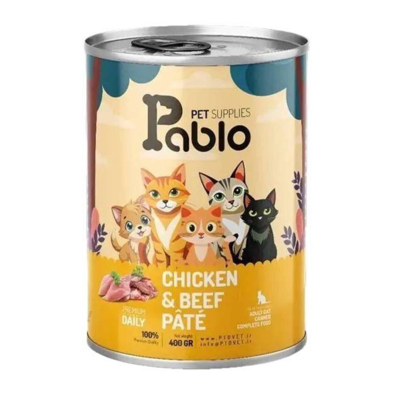 کنسرو گربه بالغ مرغ و گوشت گاوبرند پابلو